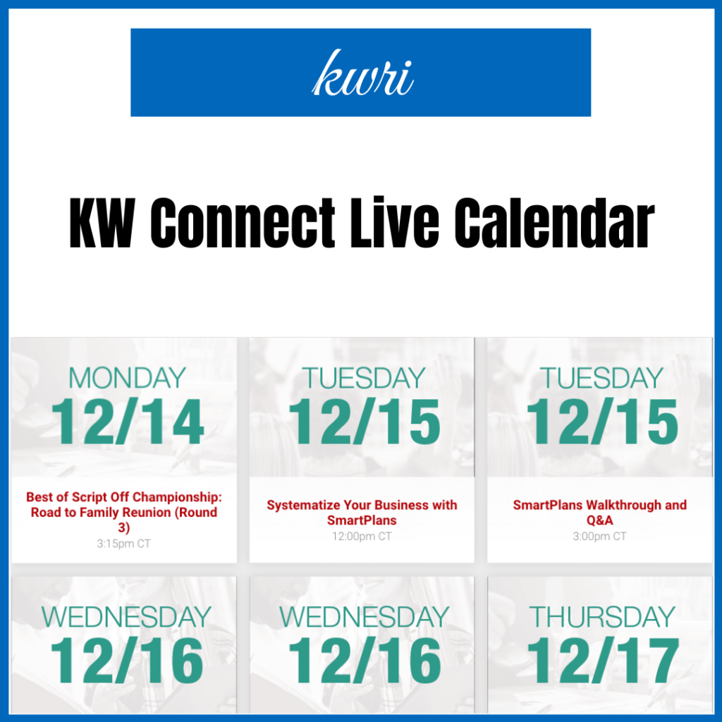 KW connect live calendar